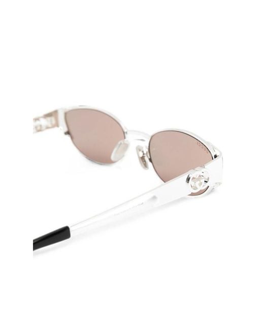 Gucci White Interlocking G Oval-Frame Sunglasses