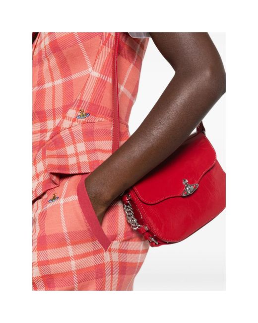 Vivienne Westwood Red Hunter Orb-Plaque Crossbody Bag