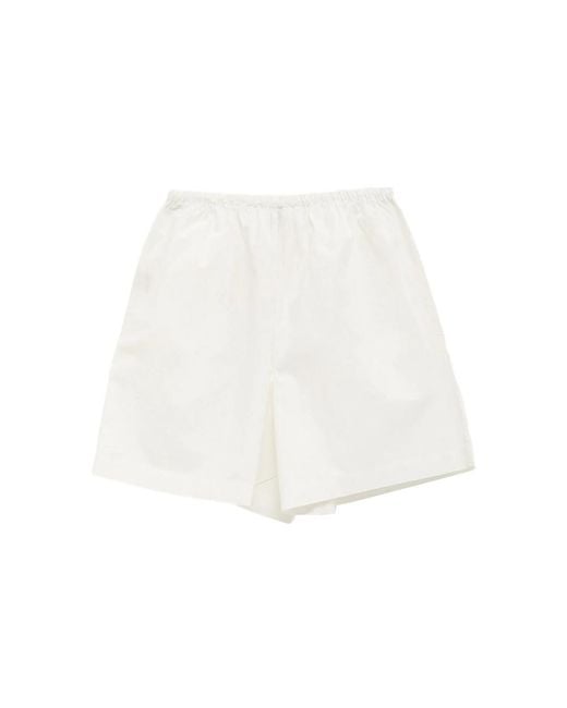 Baserange White Kolla Drawstring Cotton Shorts