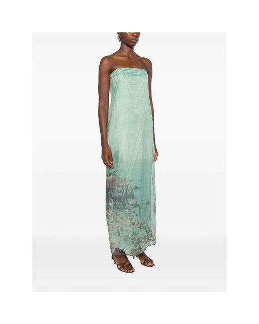 Staud Green Amara Strapless Maxi Dress