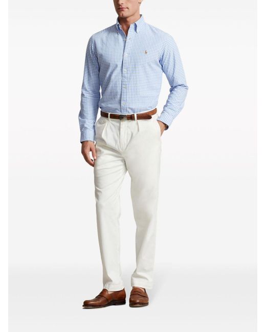 Polo Ralph Lauren Blue Oxford Gingham-Print Cotton Shirt for men