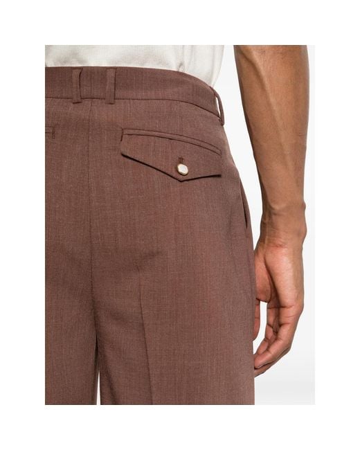 THESTROY Brown Pleated Trousers