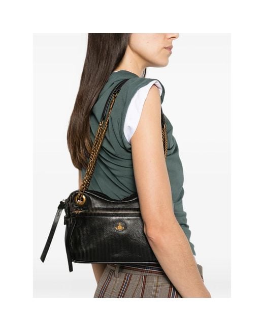 Vivienne Westwood Black Medium Dolce Orb-Plaque Chain-Strap Tote Bag