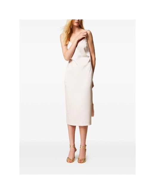 Twinset White Spaghetti-Strap Duchesse Midi Dress