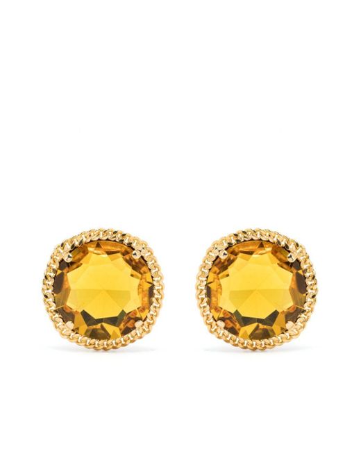 ROWEN ROSE Yellow Crystal-Embellished Clip-On Earrings