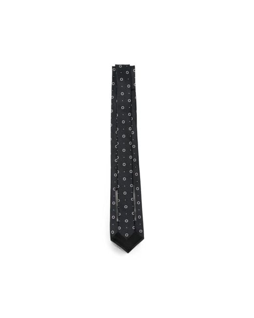 Saint Laurent Black Patterned Silk Tie for men