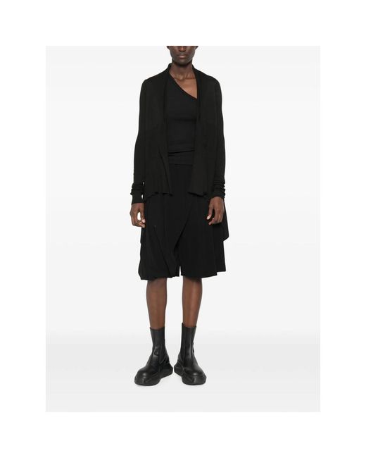 Rick Owens Black Asymmetric Long-Sleeve Cardigan