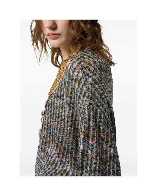Missoni Gray Sequin-Embellished Zigzag-Pattern Cardigan