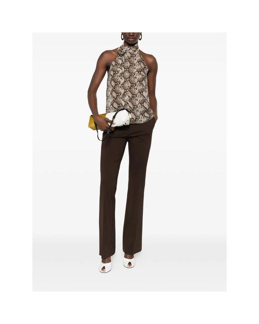 Nili Lotan Brown Snake-Pattern Halter-Neck Top