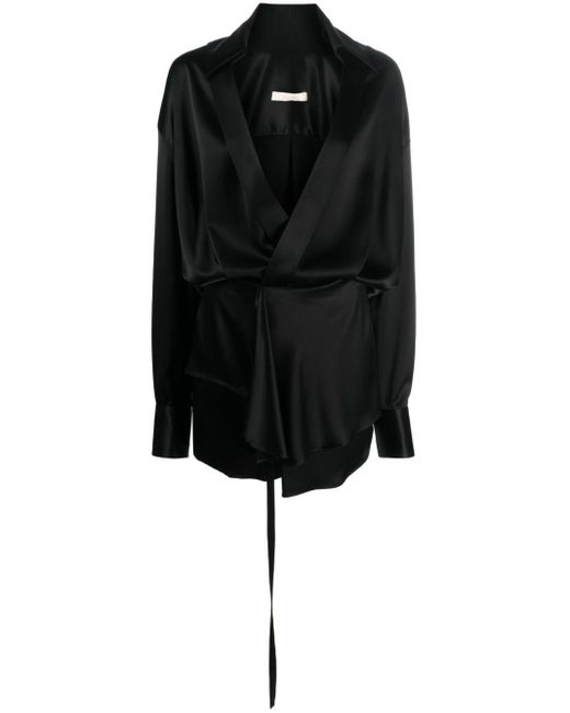 Ssheena Black V-Neck Long-Sleeve Minidress