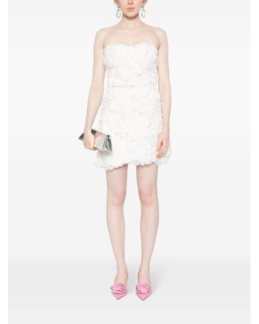 Ermanno Scervino White Floral-Appliqué Lace Mini Dress