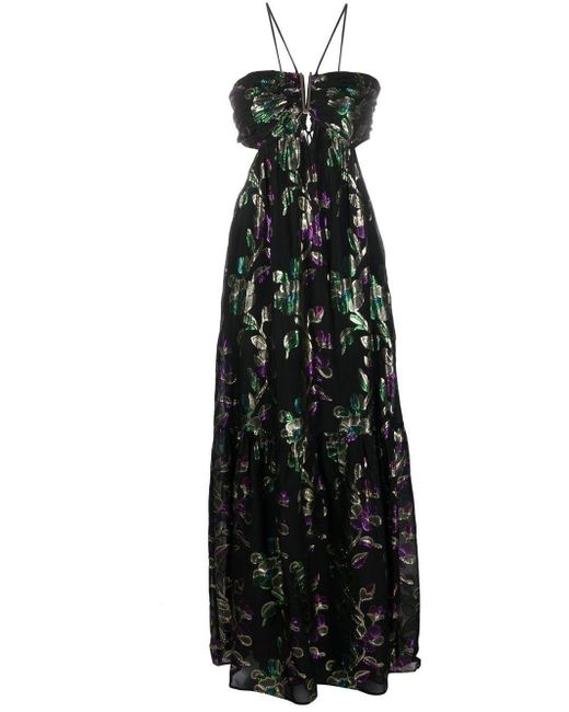 Ba&sh Black Alessia Lurex Jacquard Maxi Dress