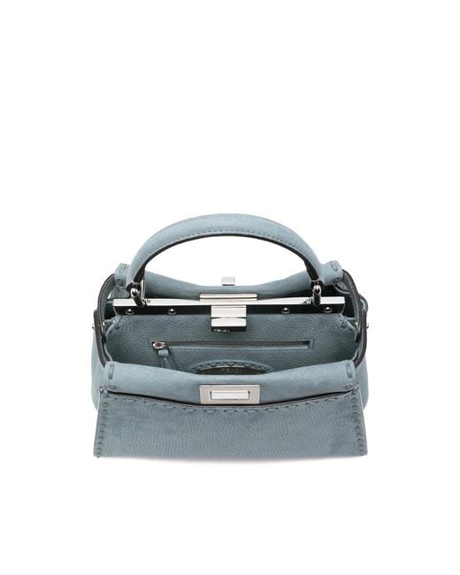 Fendi Blue Mini Peekaboo Tote Bag
