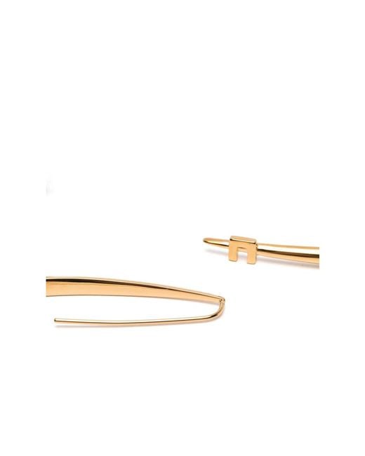 Elisabetta Franchi Brown Logo-Plaque Drop Earrings