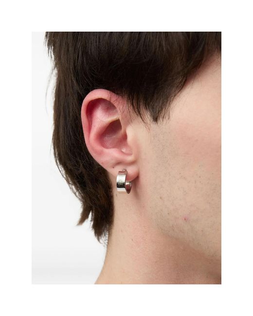 MM6 by Maison Margiela White Polished Hoop Earrings for men