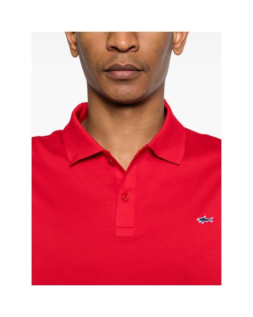 Paul & Shark Red Short-Sleeve Logo-Detail Polo Shirt for men