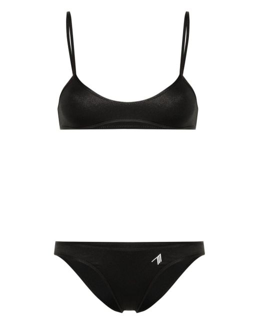 The Attico Black Wet Effect Lycra Bikini Set