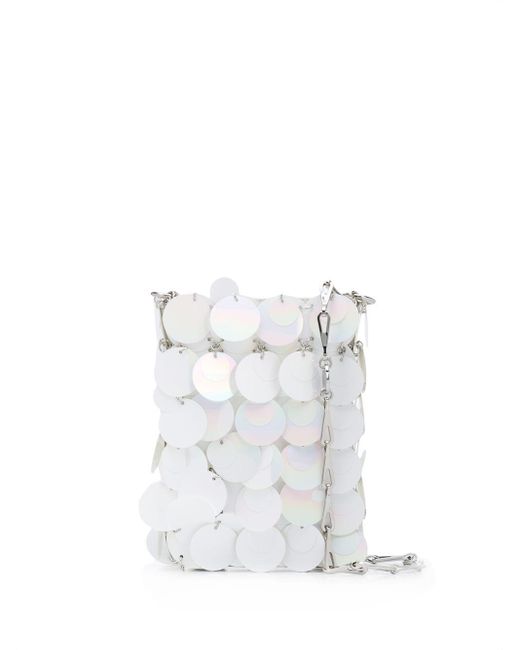 Rabanne White Paillette-Embellished Shoulder Bag