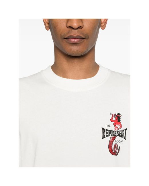 Represent White Crew Neck T-Shirt for men