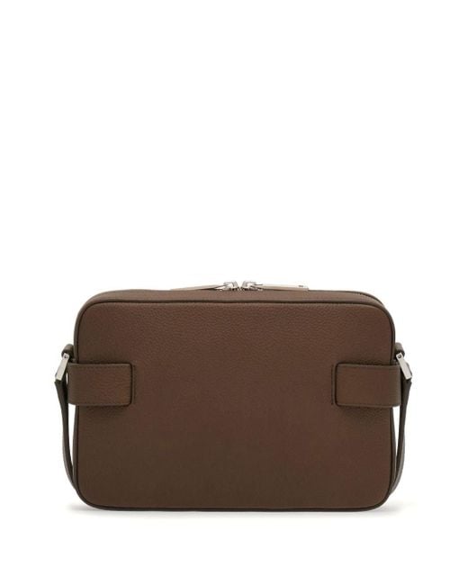 Ferragamo Brown Gancini-Buckle Leather Shoulder Bag for men