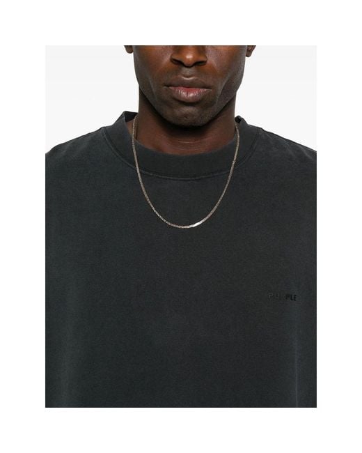 Purple Brand Black Cotton T-Shirt for men