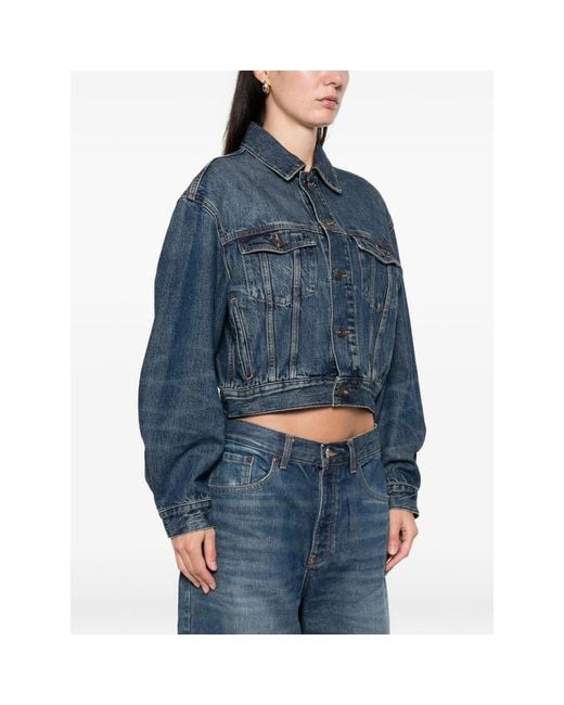 FRAME Blue Button Fastening Outerwear