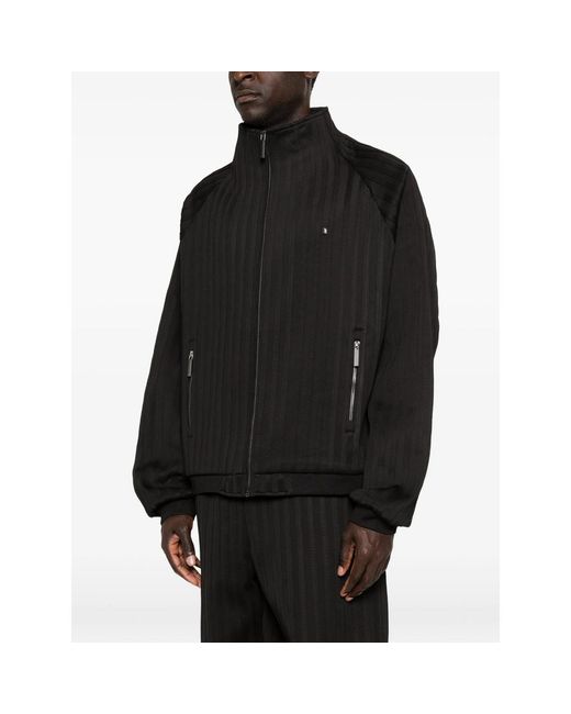 MADFRENZY Black Striped Zip Jacket for men