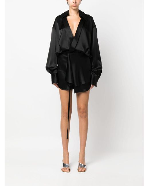 Ssheena Black V-Neck Long-Sleeve Minidress
