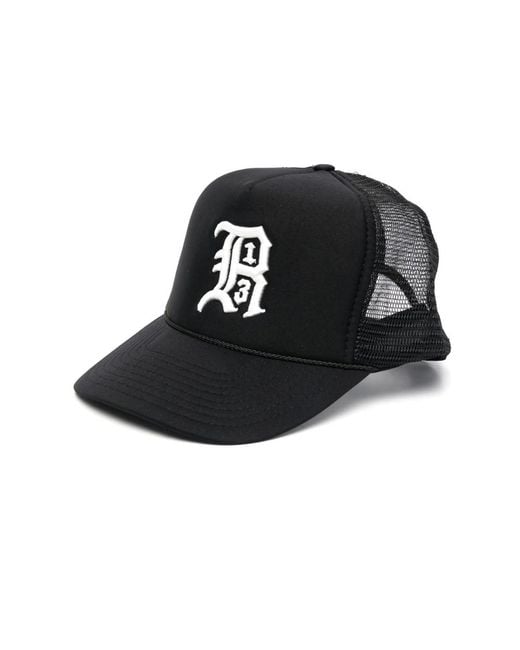R13 Black Embroidered Logo Baseball Cap for men