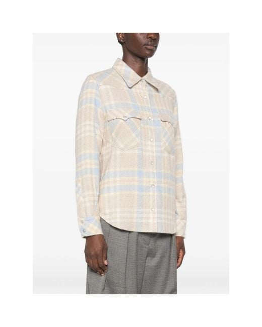 Kujten White Lumber Check-Pattern Button-Up Shirt