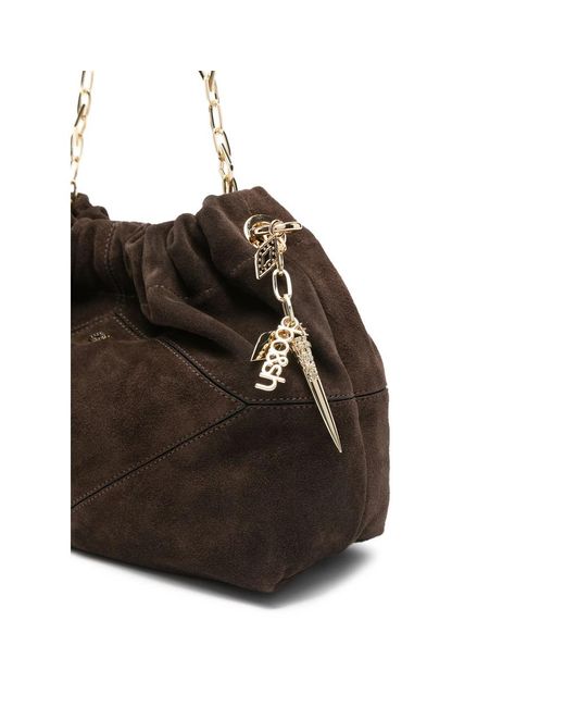 Ba&sh Black Mini June Suede Tote Bag