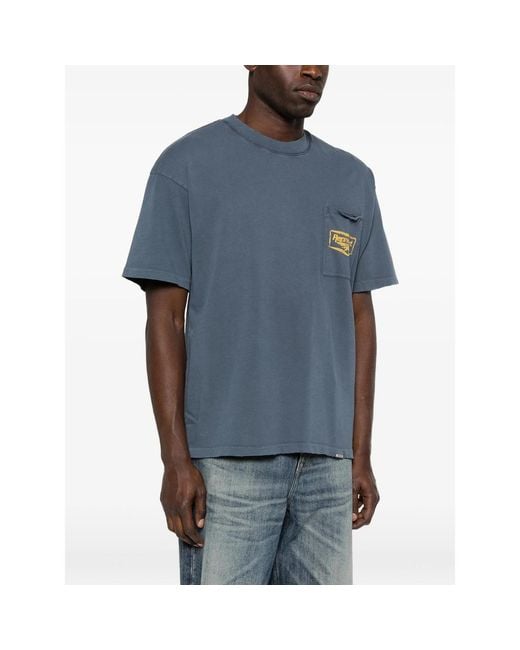 Represent Blue T-Shirt Chest Pocket for men