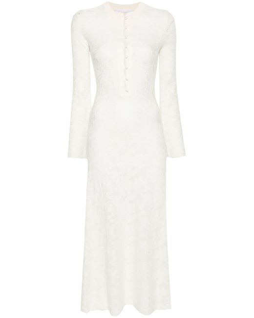 Chloé White Pointelle Knit Midi Dress - Women's - Wool/silk