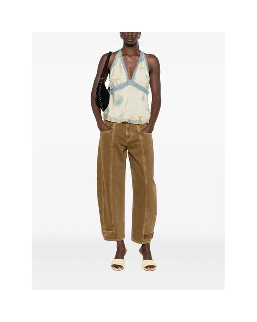 Isabel Marant Brown Leja Seam-Detail Tapered Jeans