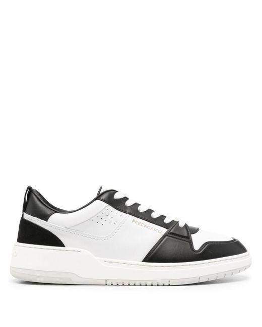 Ferragamo Black Two-Tone Leather Sneakers for men