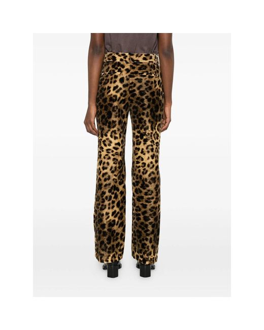 Ba&sh Natural Animal-Print Trousers