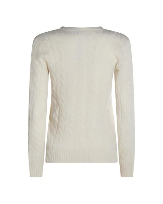 Ralph Lauren Gray Cable-Knit V-Neck Sweater