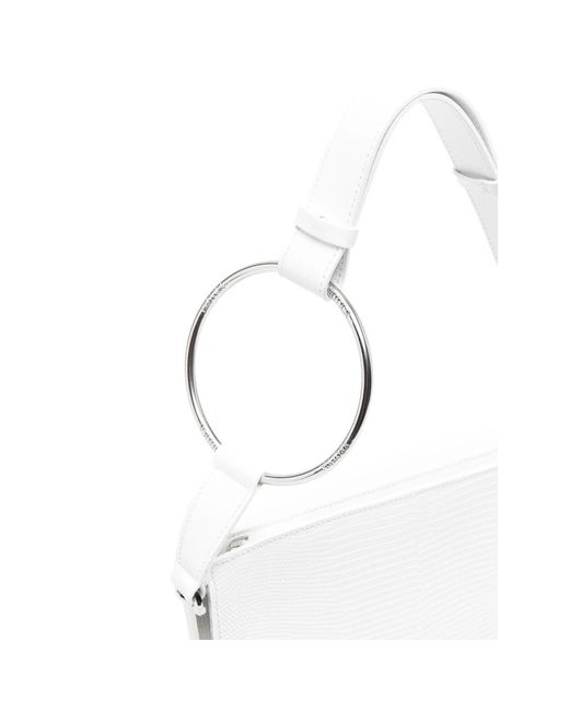 Dondup White Ring-Detail Pebbled Tote Bag
