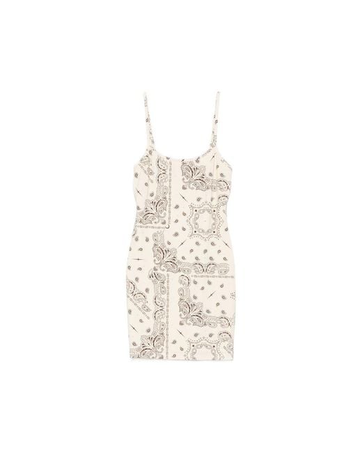 VENUJA Natural Paisley-Print Rhinestone-Embellished Mini Dress