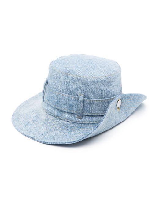 Moschino Jeans Blue Logo-Appliqué Denim Sun Hat