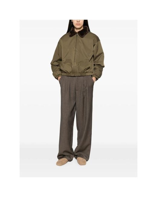 ELEH Green Faux-Fur-Collar Jacket