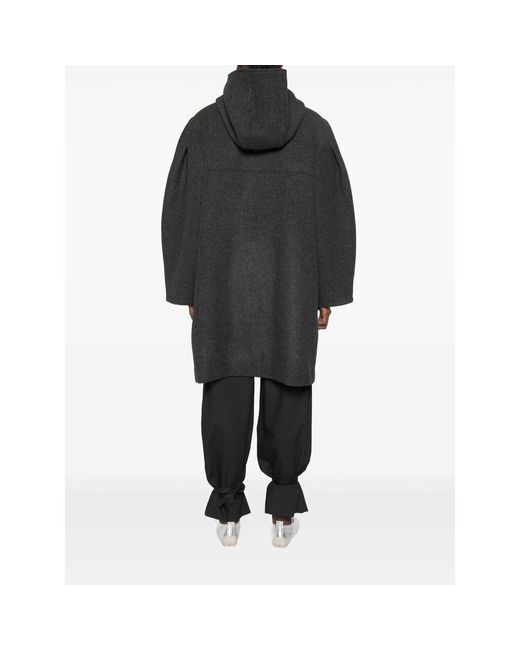 Ganni Black Hooded Toggle-Fastening Coat