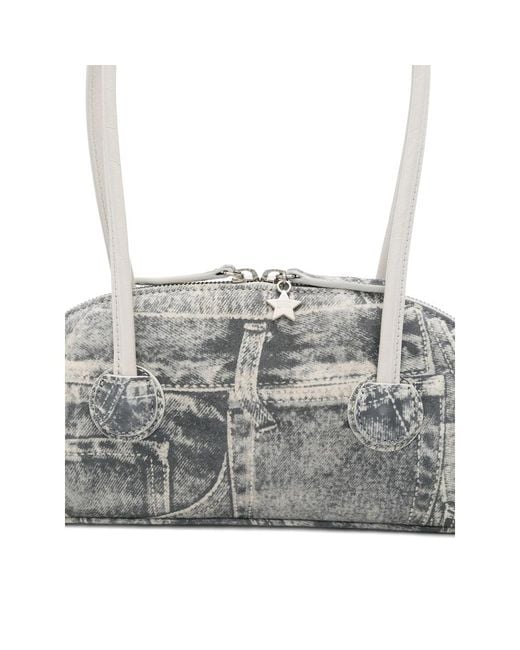 MARGE SHERWOOD Gray Printed Suede Shoulder Bag