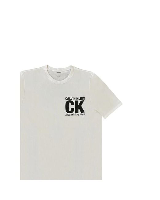 Calvin Klein White Round Neck T-Shirt With Short Sleeves for men
