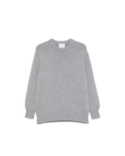 Malo Gray Ribbed-Knit Crew-Neck Sweater