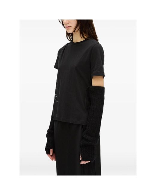 Ann Demeulemeester Black Mea Rib-Knit Gauntlets