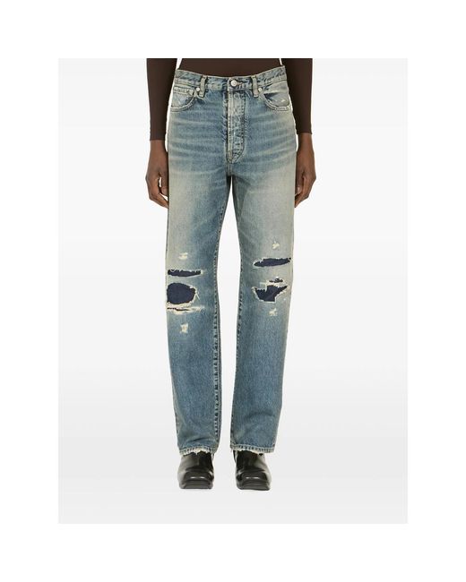Maison Margiela Blue Distressed Patchwork Jeans for men