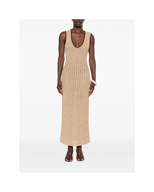 Sir Natural Crochet-Knit Open-Back Maxi Dress