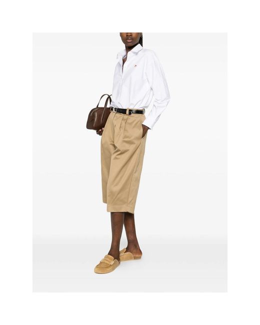 Maison Kitsuné White Baby Fox Logo-Patch Shirt