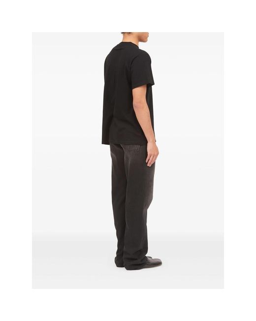 MM6 by Maison Margiela Black Round-Neck Plaque T-Shirt for men